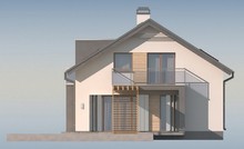 Проект сучасного стильного будинку з еркером і незвичайним балконом