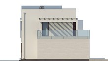 Проект двоповерхового котеджу з плоским дахом і просторою терасою