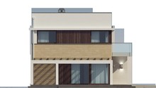 Проект двоповерхового котеджу з плоским дахом і просторою терасою
