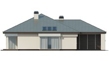 Проект одноповерхового котеджу з гаражем і цегляним фасадом