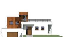 Оригінальний проект житлового будинку площею 180 кв. м в стилі мінімалізму з величезними терасами