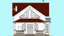 Проект білосніжного будинку в два поверхи з колонами і балконами загальною площею 133 кв. м