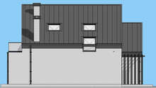 Схема сучасного котеджу з вбудованим гаражем площею 208 кв. м