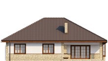 Проект будинку з багатоспадовим дахом і каміном