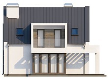 Проект сучасного котеджу з мансардою і зручним балконом