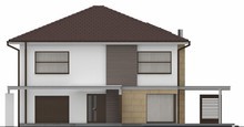 Простий проект двоповерхового будинку з вбудованим гаражем