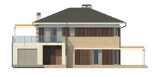 Проект стильного 2х поверхового будинку з гаражем і терасою на другому поверсі