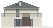 Проект двоповерхового котеджу з великими вікнами