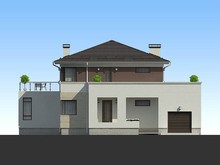 Проект житлового будинку з гаражем для 1 авто і зручною терасою