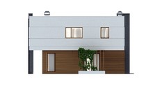 Проект сучасного будинку з терасою і гаражем для 2 авто