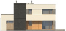Проект просторого двоповерхового будинку з гаражем і плоским дахом