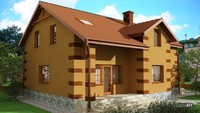 Двоповерховий строгий будинок кольору спекотної савани