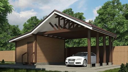 Проект гаража з навісом і господарчим приміщенням