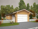 Проект зручного гаража з дерев'яним фасадом