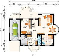 Барвистий котедж в два поверхи з терасою над гаражем