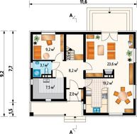 Проект мансардного будинку в класичному стилі 9 на 12 м