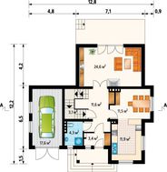 Планування великого особняка площею 248 кв. м з вітальнею зоною на першому поверсі