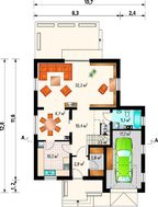 Проект будинку з мансардою та гаражем на 1 машину