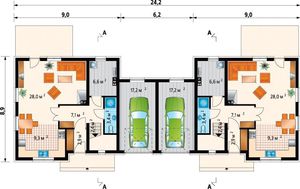 Архітектурний проект затишної заміської резиденції на дві сім'ї