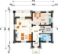 Стильний заміський будиночок з трьома великими кімнатами