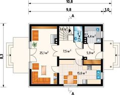 Проект гарної заміської садиби з площею 120 m²
