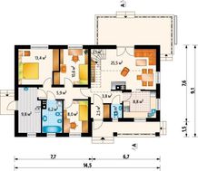 Цікавий проект заміського котеджу з мансардою та відкритою верандою