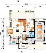 Проект славного котеджу з просторим балконом над гаражем