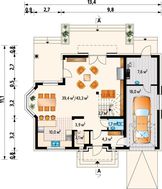 Проект заміського котеджу з еркерами та терасою