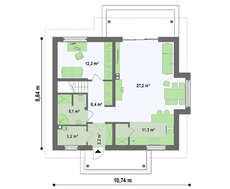 Проект мансардного будинку площею 134 кв. з еркером