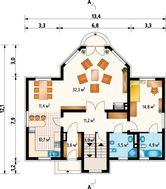 Архітектурний проект заміської садиби з еркерами та балконом
