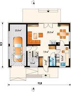 Архітектурний проект цікавого будиночка з гаражем та великим балконом