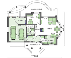 Великий заміський котедж з розкішними напівкруглими балконами та терасою