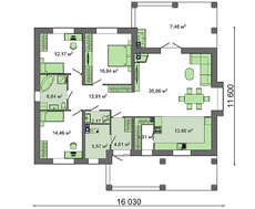 Стильний одноповерховий будинок з величезною терасою