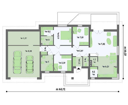 Готовий проект одноповерхового будинку з великим гаражем