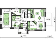 Оригінальний проект будинку з просторою терасою над гаражем
