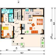 Симпатичний проект з трьома спальнями на мансардному поверсі