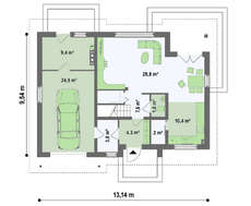Проект будинку площею 190 кв. з гаражем для 1 авто та мансардою