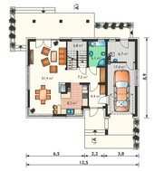 Архітектурний проект затишного мансардного котеджу з верандою