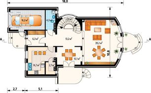 Проект шикарного особняка з напівкруглої вітальні