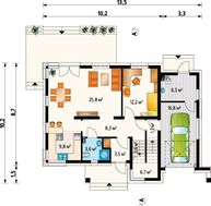 Компактний котедж з гаражем і шістьма спальнями