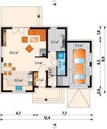 Проект будівництва мансардного особняка з гаражем на 1 автомобіль