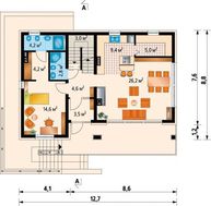 Проект котеджу з гаражем на 2 авто в цокольному поверсі