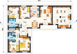 Одноповерховий котедж з чотирма спальнями і просторим тренажерним залом