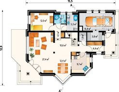 Гарний двоповерховий будинок з трикутним еркером