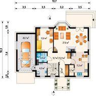 Проект славного котеджу з мансардою 170 m² з гаражем на 1 авто