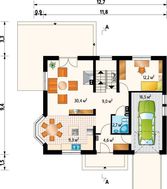 Оригінальний котедж з мансардою для невеликої родини