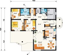 Проект симпатичного котеджу на 130 кв. м з витонченими колонами