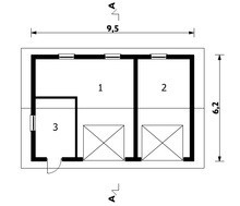Архітектурний проект гаража для 2-х машин з коморою