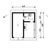 Проект одномісного гаража з каміном