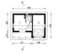 Одноповерхова будівля з гаражем і санвузлом